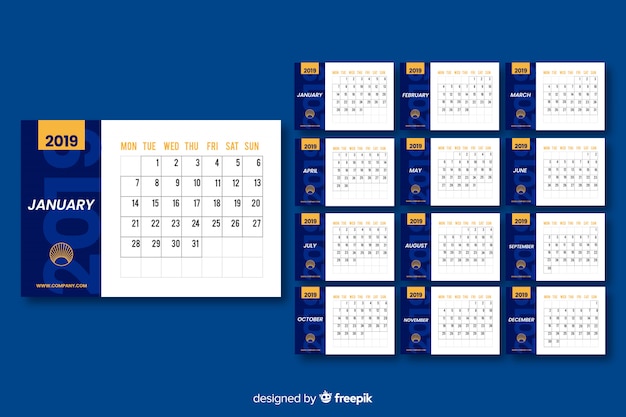 Free vector 2019 year calendar