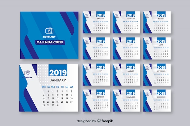 Free vector 2019 year calendar