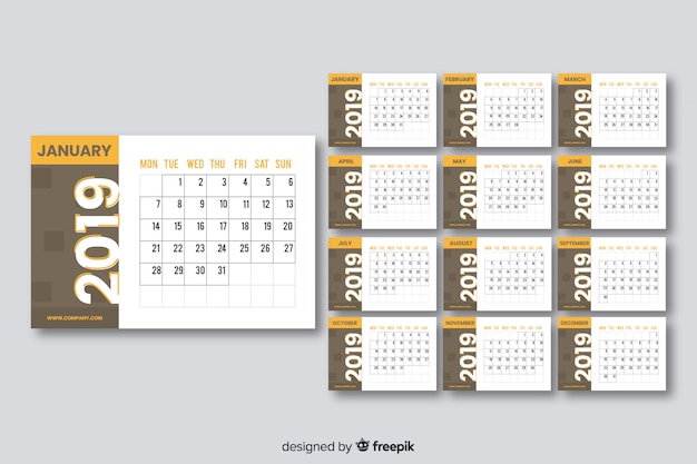 Бесплатное векторное изображение Календарь 2019 года