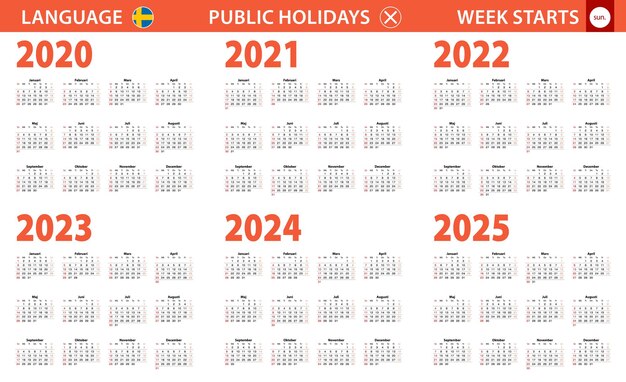 Premium Vector 25 Year Calendar In Italian Language Week Starts From Sunday