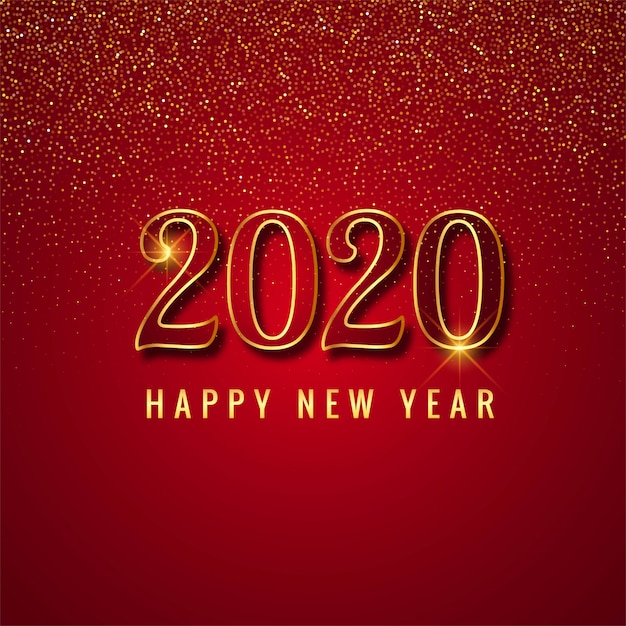 免费矢量2020年庆祝卡红色