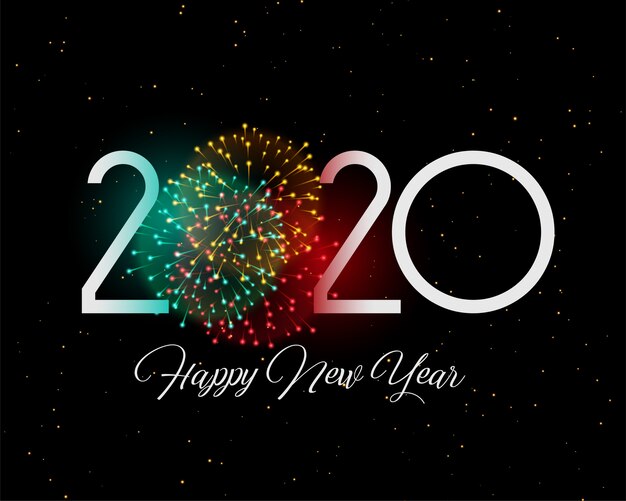 2020 celebration fireworks new year style card design