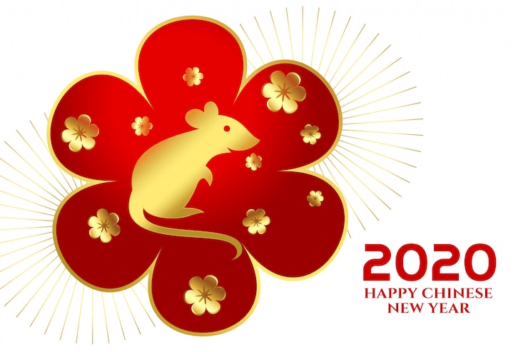 Free Vector 2020 happy chinese new year of the rat festival 