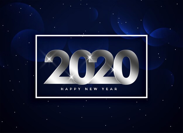 2020 happy new year silver greeting background 