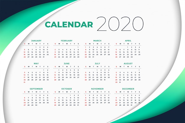 Free vector 2020 new year calendar template in business style