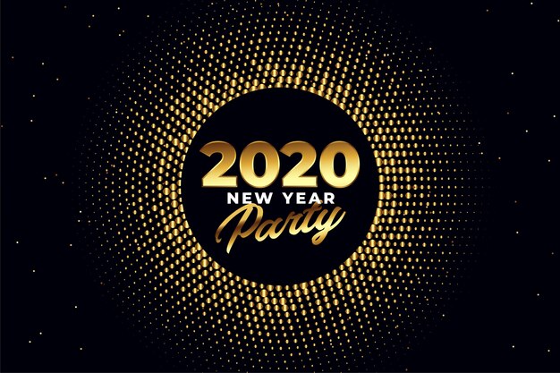 2020 new year party golden shiny greeting card design