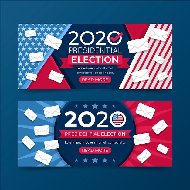 無料ベクター アメリカの2020年大統領選挙バナーセット