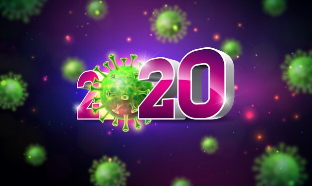 2020 Stop Coronavirus Design with Falling Covid-19 Virus Cell