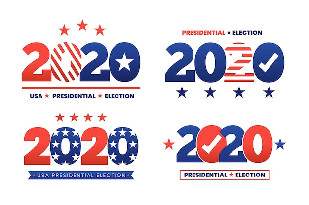 Vettore gratuito collezione di logo delle elezioni presidenziali americane 2020