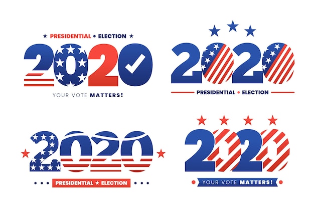 Collezione di logo delle elezioni presidenziali americane 2020