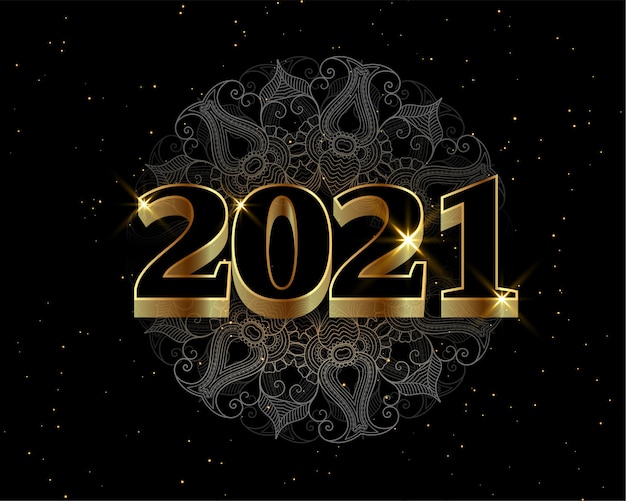 Free vector 2021 black and gold happy new year decorative background