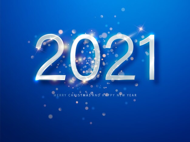 2021 블루 크리스마스, 새해 배경. 인사말 카드 또는 행복 한 새 해 2021 포스터. 웹에 대 한 그림입니다.