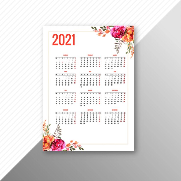 2021 calendar brochure template for floral design