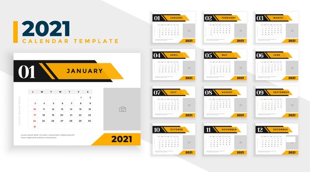 Дизайн календаря 2021 в профессиональном деловом геометрическом стиле