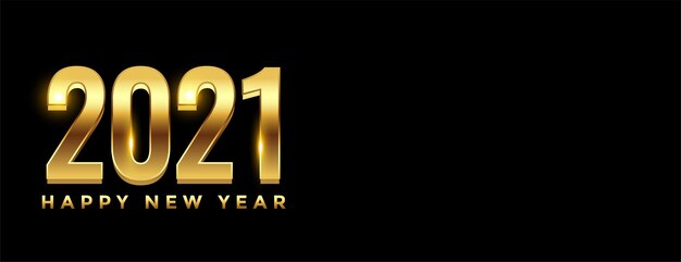 2021 golden 3d text happy new year banner