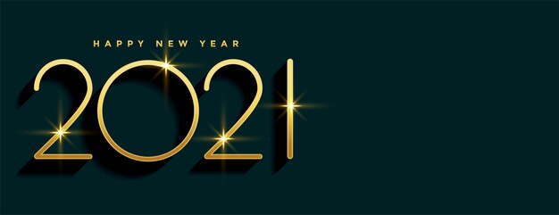 2021 golden happy new year banner with text space