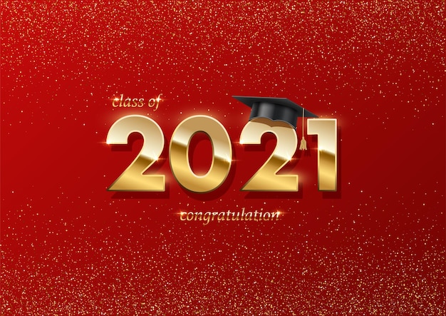 2021 graduation ceremony banner and award concept with academic hat