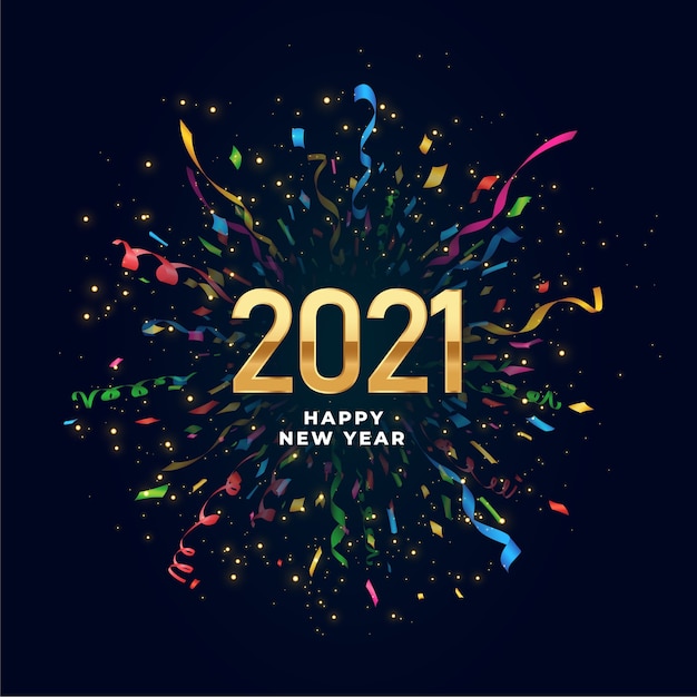 2021 happy new year background with confetti burst