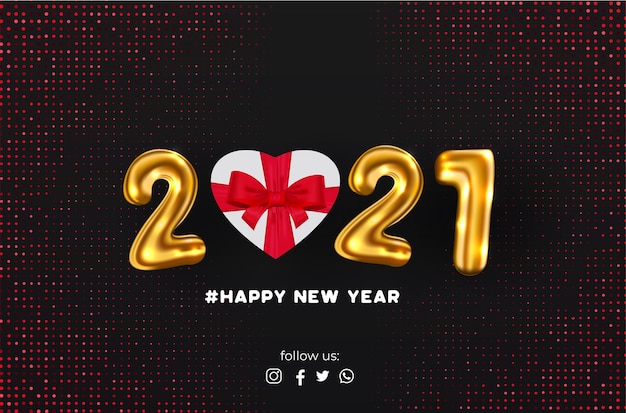 2021 Happy New Year Banner with Abstract Background