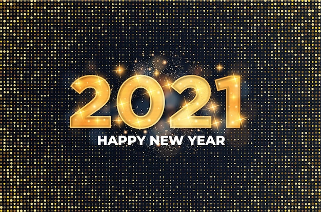 2021 happy new year card with luxury golden text effect