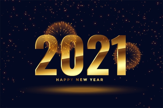 Free vector 2021 happy new year golden celebration fireworks background