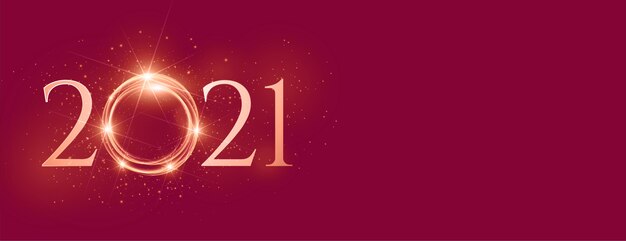 2021 happy new year shiny banner design with text space