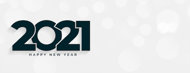 Free vector 2021 happy new year white banner with text space