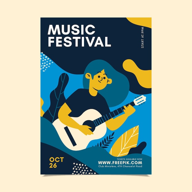 Vettore gratuito 2021 poster del festival di musica illustrata