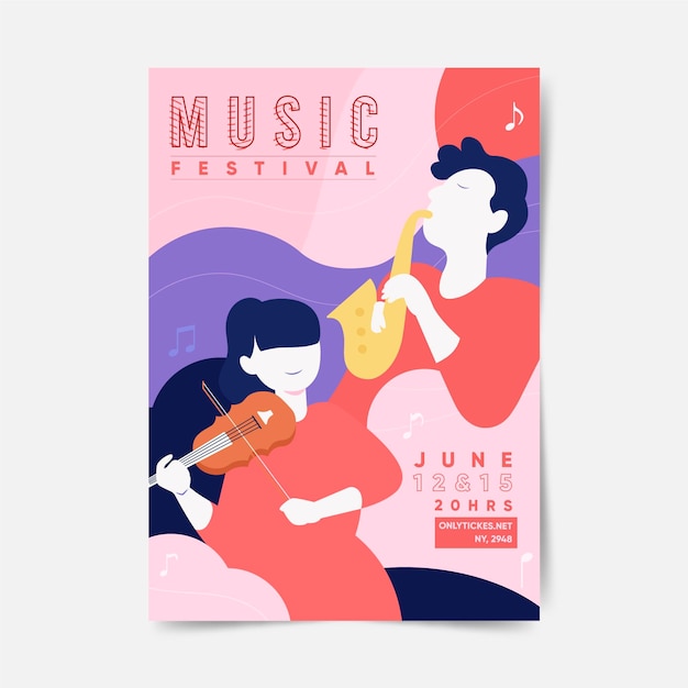 Free vector 2021 illustrated music festival poster