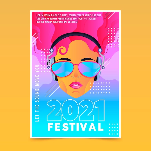 Free vector 2021 illustrated music festival poster