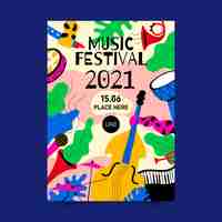 Free vector 2021 illustrated music festival poster