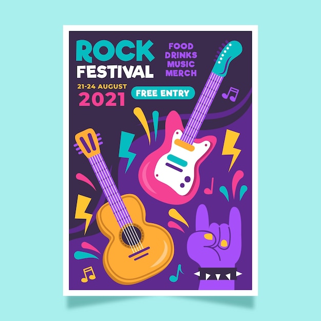 2021 Illustrated Music Festival – Free Vector Download for Vector Templates