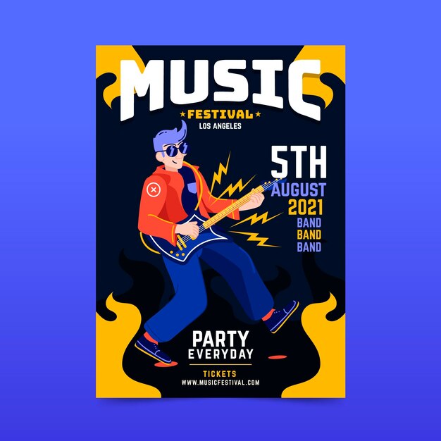 2021 иллюстрированная тема плаката музыкального фестиваля