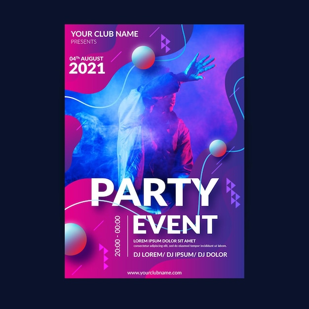 Free vector 2021 music event poster with photo