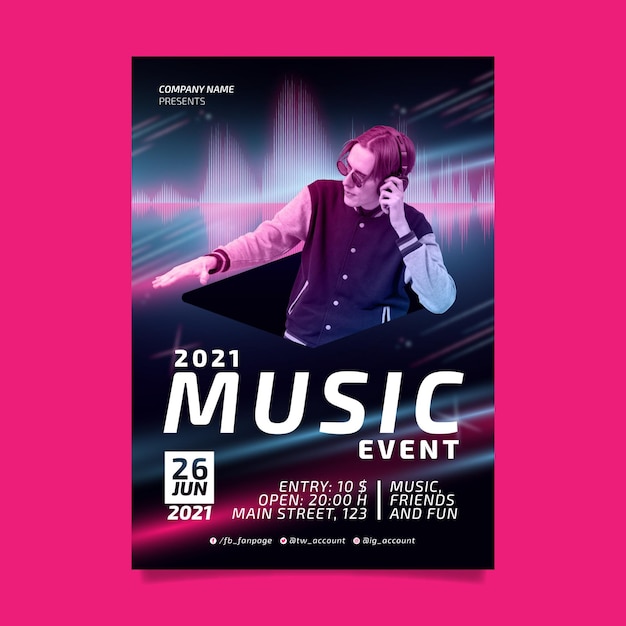 Vettore gratuito 2021 poster dell'evento musicale