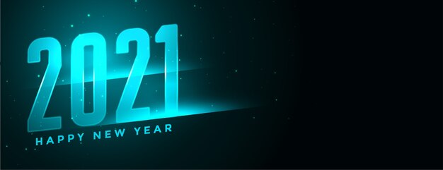 2021 new year blue neon banner with text space