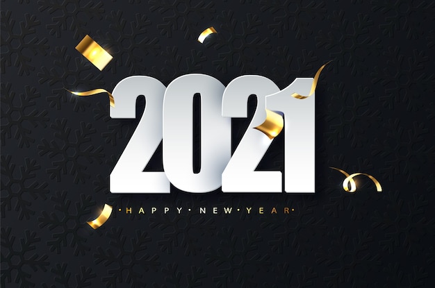 暗い背景に2021年の新年の豪華なイラスト。明けましておめでとうございます
