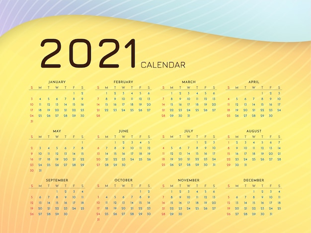 2021 new year modern calendar design