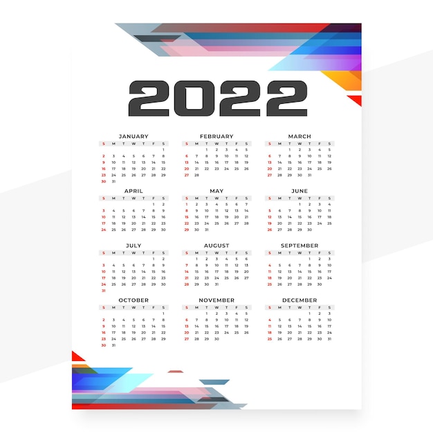 2022 абстрактный новогодний календарь дизайн шаблона