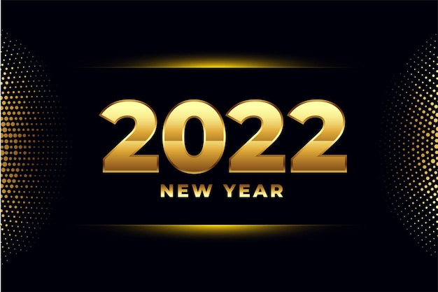 2022 black and golden new year greeting with halftone effect