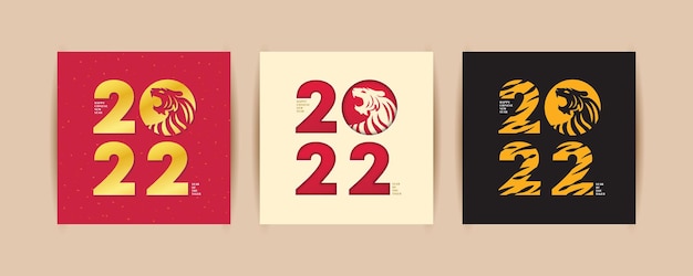 2022 chinese new year minimalistic trendy design template with typographic 2022 and tiger