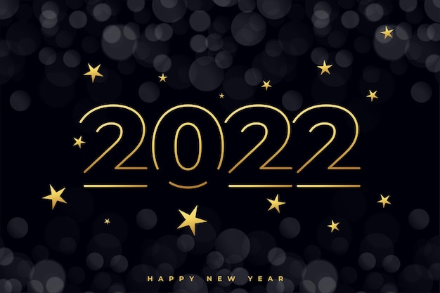 2022 creative new year background in line style with stars and bokeh effect