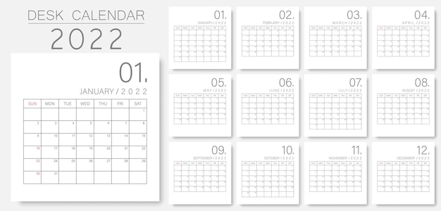 2022 desk calendar planner minimalis
