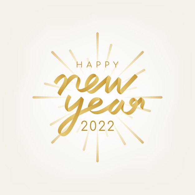 2022 gold happy new year text aesthetic season's greetings text on pastel yellow background vector Free Vector