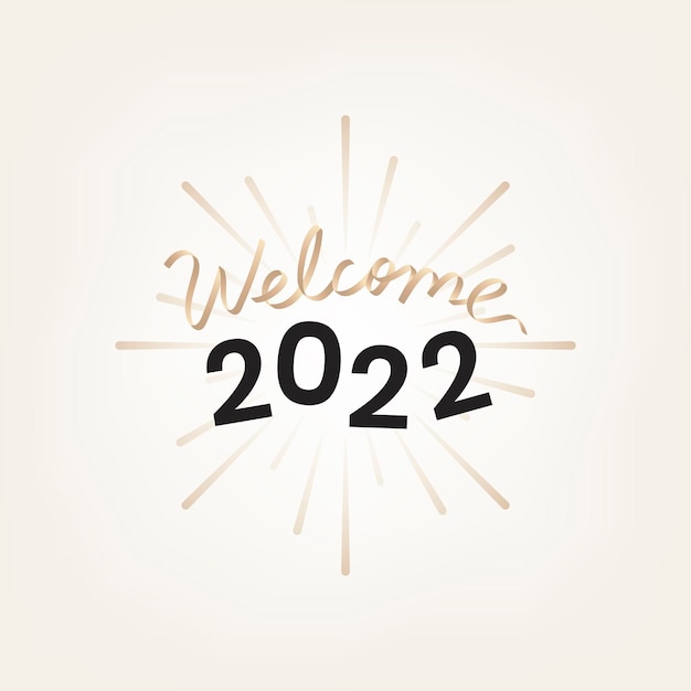 2022 gold welcome new year text, aesthetic typography on beige background vector