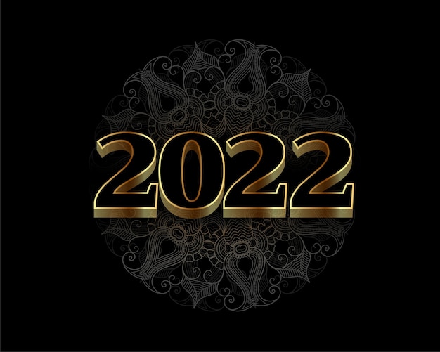 2022ゴールデン3Dテキスト効果曼荼羅スタイルのバナー