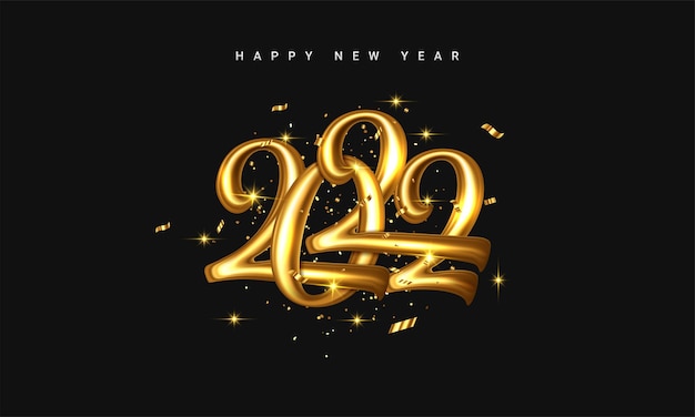 2022 golden decoration holiday on dark background