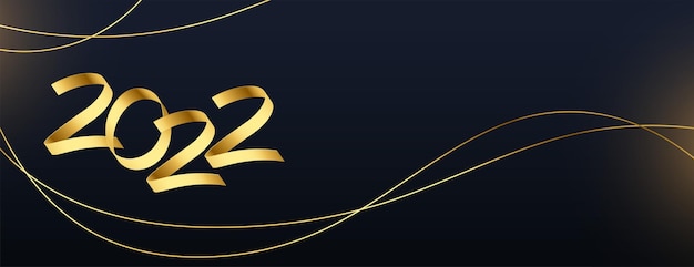 2022 golden ribbon style text banner design