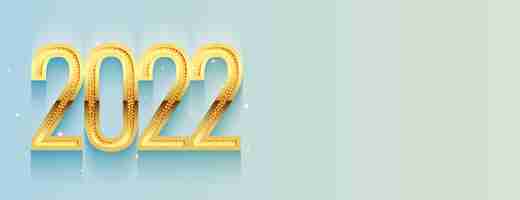 Free vector 2022 golden sparkling text with shadow banner design