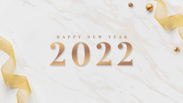 2022 с новым годом карта золотые ленты обои на белый мрамор дизайн вектор